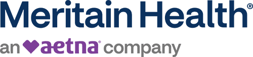 Meritain Health logo with the words “an aetna company” beneath it; the word aetna is in purple with a heart symbol replacing the letter v in an.